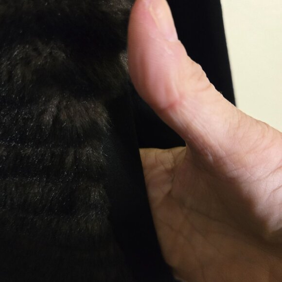 Capote NWT Shelby Faux Fur Front Panel Soft Black Sleeves Quiet Luxury Size M - Picture 5 of 7